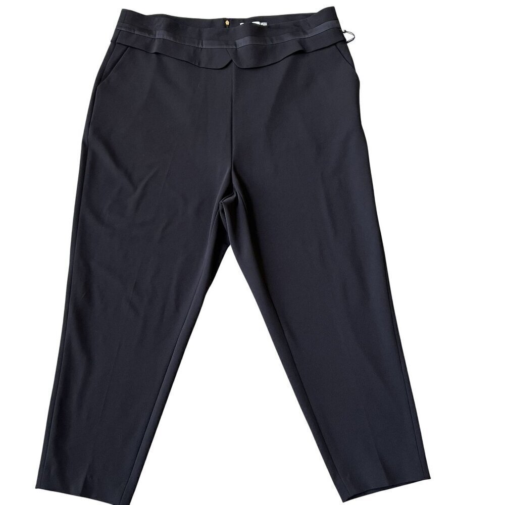 Calvin Klein NWT 20W Black Professional Trousers Satin Waistband Career Pants